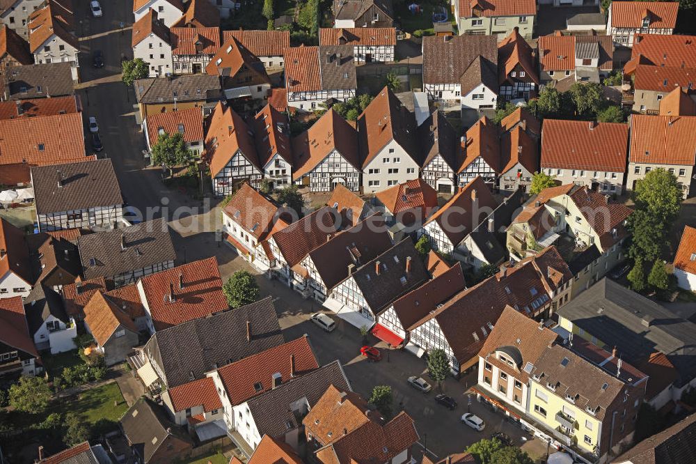 Blomberg from above - View at living houses at Neue Turm street in the historic city centre of Blomberg