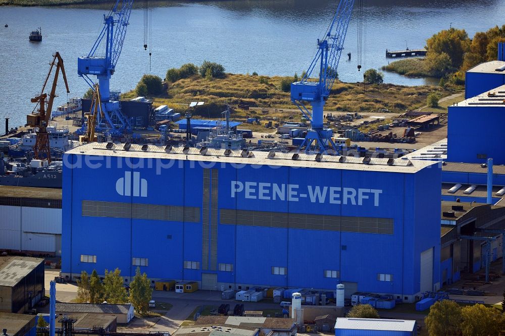 Aerial image Wolgast - View of the Peene-Werft GmbH in Wolgast in Mecklenburg-Vorpommern on Peenestrom