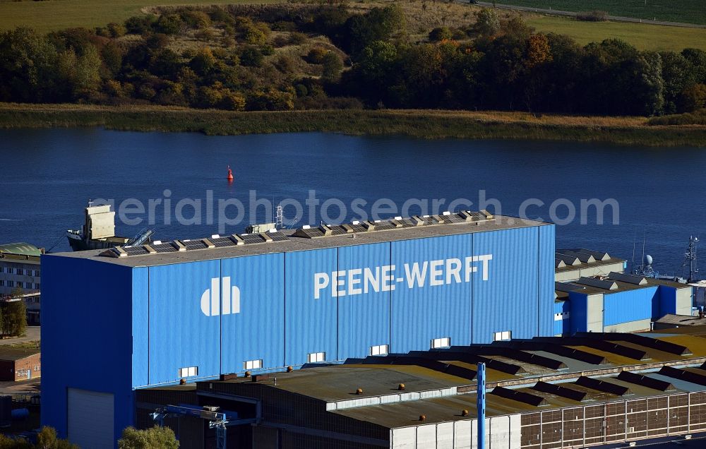 Aerial photograph Wolgast - View of the Peene-Werft GmbH in Wolgast in Mecklenburg-Vorpommern on Peenestrom