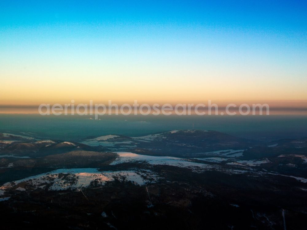 Aerial image Gersfeld - Panoramic views of the Bavarian Rhön to Gersfeld in Bavaria. This Mountain is a biosphere reserve