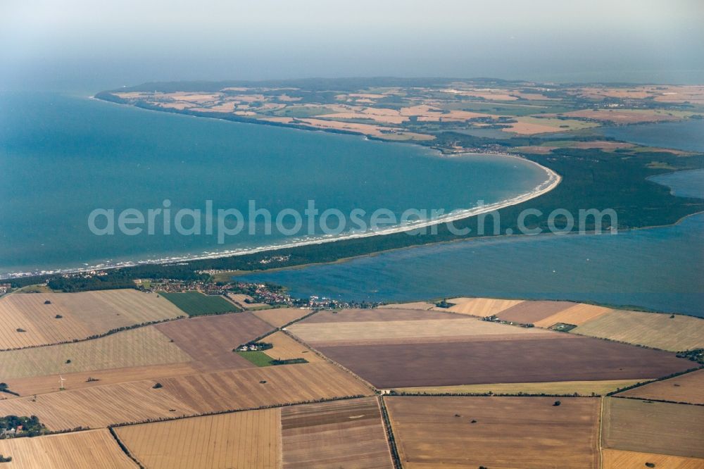 Glowe from the bird's eye view: The Schaabe is a bad level in the northeast of the island of Ruegen in Mecklenburg-Western Pomerania