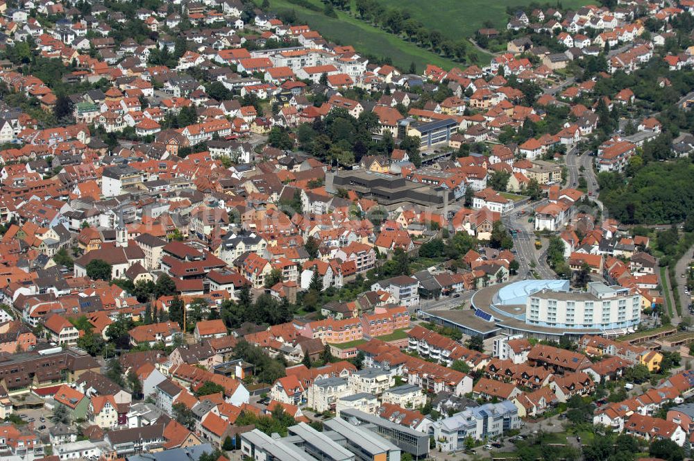 Aerial image Wiesloch - Stadtansicht von Wiesloch in Baden-Württemberg. Die Stadt hat ca. 25.960 Einwohner. Kontakt: Stadtverwaltung Wiesloch, Marktstraße 13, 69168 Wiesloch, Tel. 06222 / 84-1