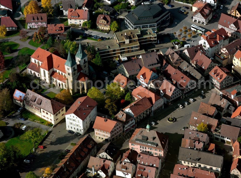 Aerial photograph Murrhardt - The Protestant church in the center of the city Murrhardt in the state of Baden-Wuerttemberg