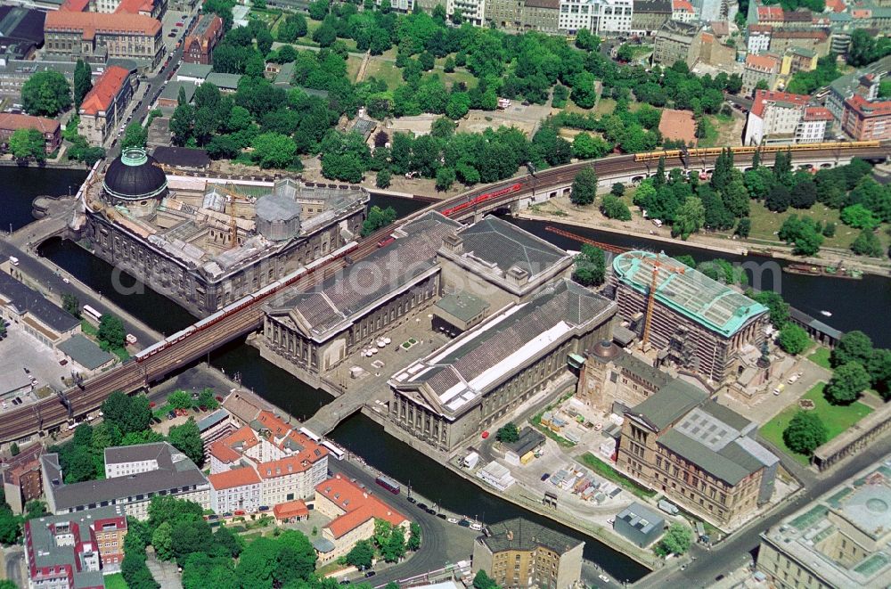 Berlin from above - The Museum Island with the Bode Museum, Pergamon Museum, the Old National Gallery and the New Museum in 1999, a UNESCO World Heritage Site. The Museum Island is one of the most popular and most visited attractions in Germany