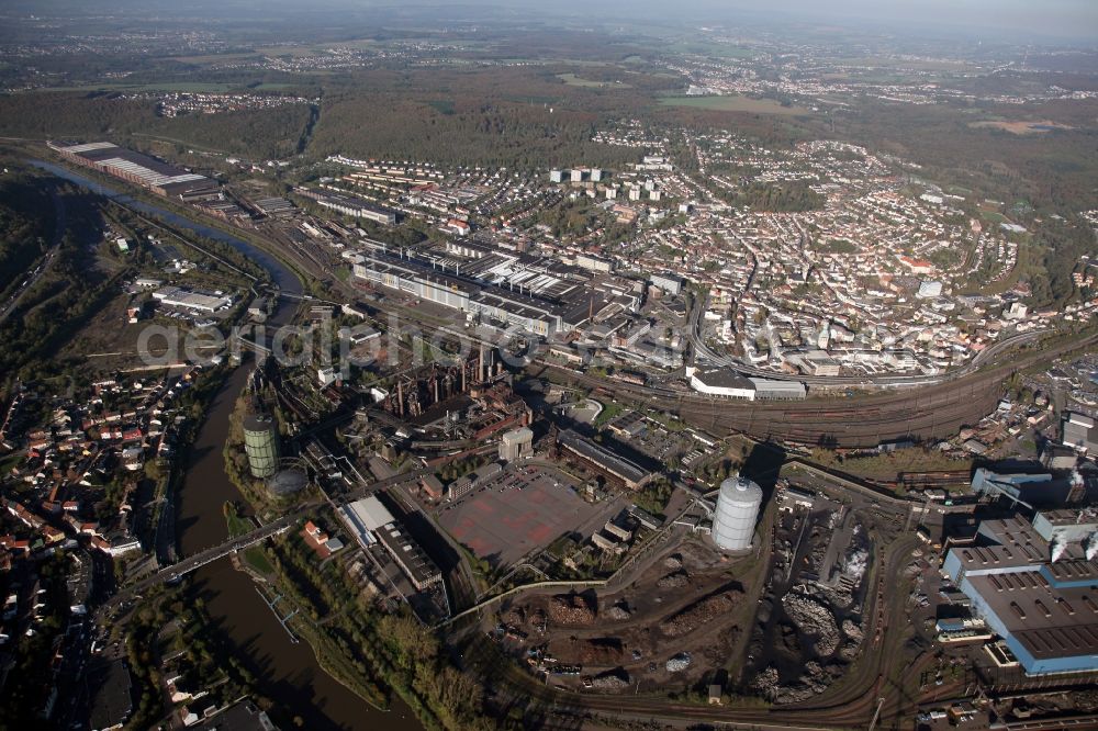 Aerial photograph Völklingen - The Völklingen Ironworks the state of Saarland, UNESCO World Heritage Site