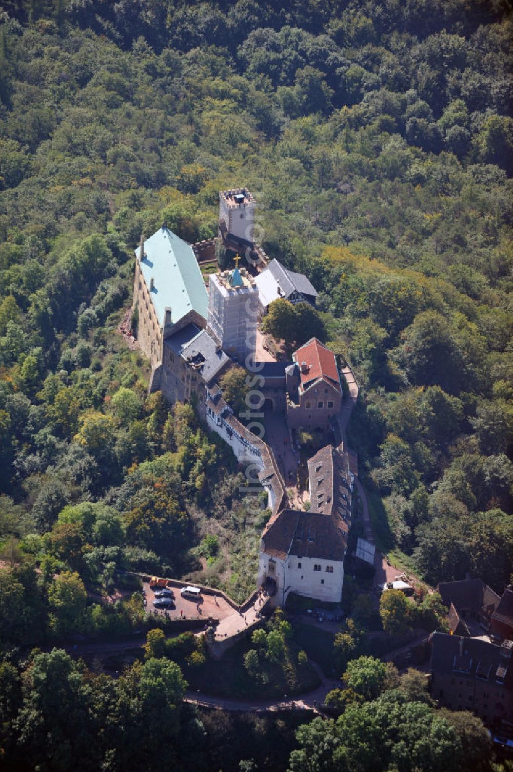 Aerial photograph Eisenach - The Wartburg-Stiftung Eisenach of Eisenach is a castle in Thuringia, which was built in 1067. Today the castle is a World Heritage site