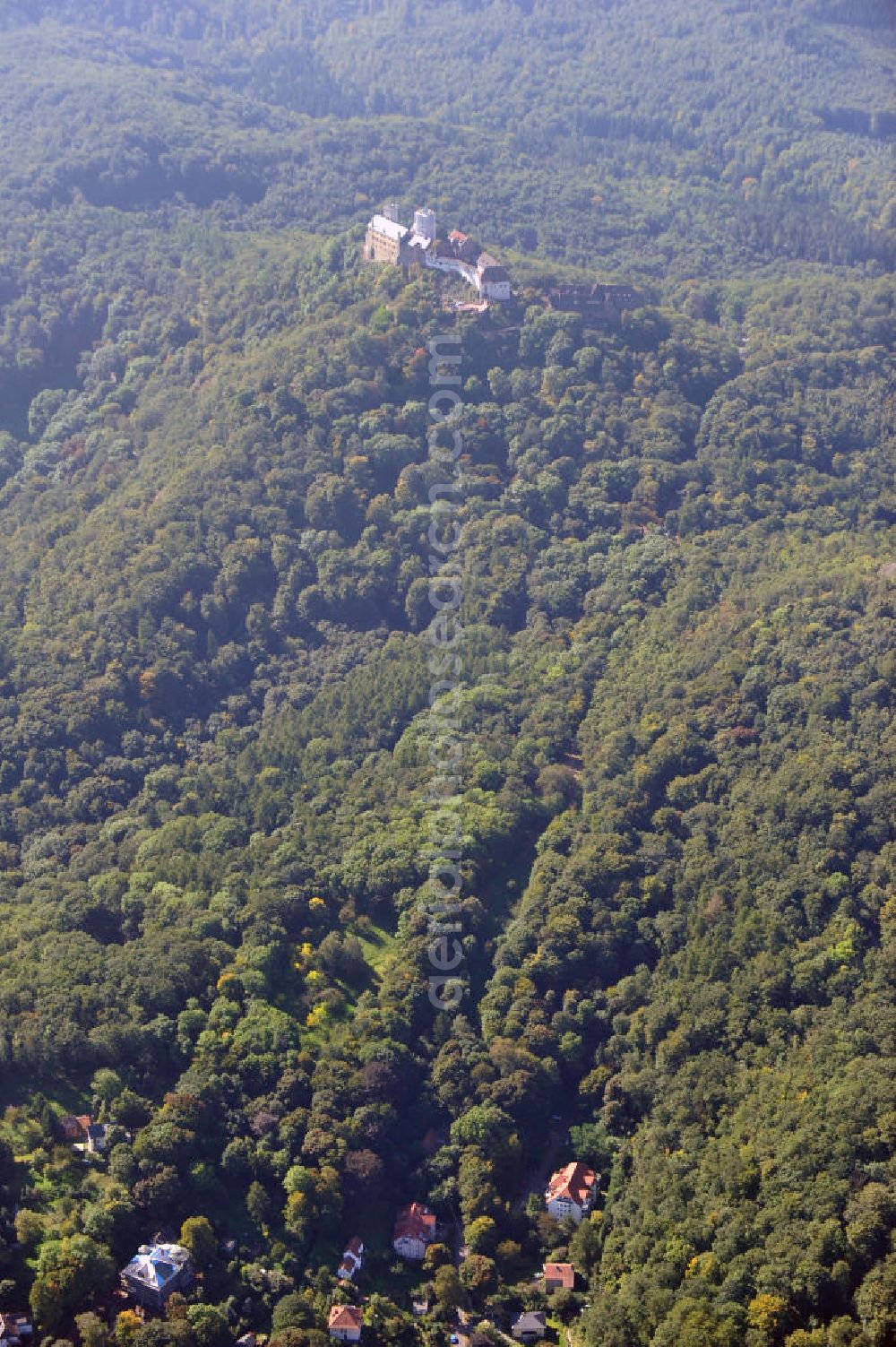 Aerial photograph Eisenach - The Wartburg-Stiftung Eisenach of Eisenach is a castle in Thuringia, which was built in 1067. Today the castle is a World Heritage site