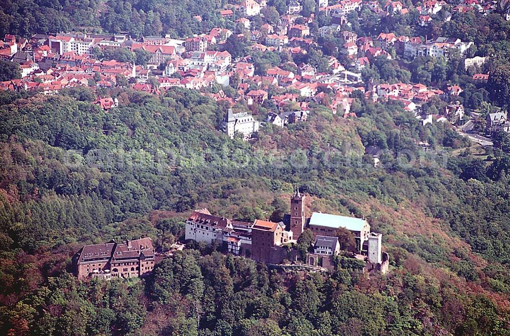 Eisenach/ Thüringen from above - Die Wartburg-Stiftung Eisenach Wartburg-Stiftung Eisenach, Auf der Wartburg-Stiftung Eisenach 99817 Eisenach Telefon: 0 36 91/25 00 Fax: 0 36 91/20 33 42 Email: info@wartburg-eisenach.de