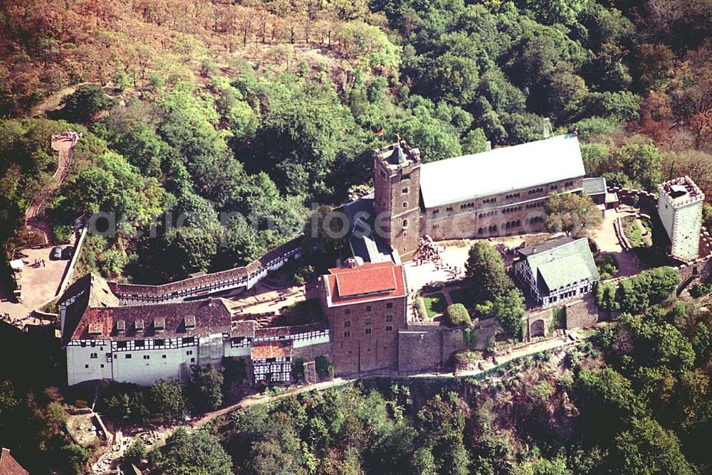 Eisenach/ Thüringen from above - Die Wartburg-Stiftung Eisenach Wartburg-Stiftung Eisenach, Auf der Wartburg-Stiftung Eisenach 99817 Eisenach Telefon: 0 36 91/25 00 Fax: 0 36 91/20 33 42 Email: info@wartburg-eisenach.de