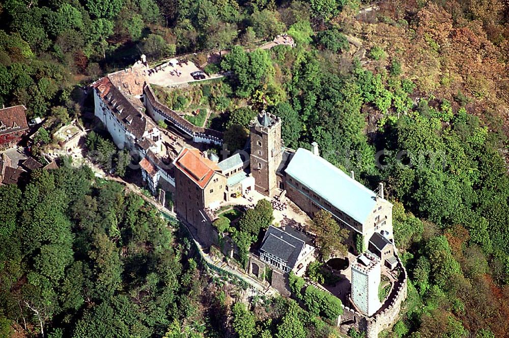 Eisenach/ Thüringen from above - Die Wartburg-Stiftung Eisenach Wartburg-Stiftung Eisenach, Auf der Wartburg-Stiftung Eisenach 99817 Eisenach Telefon: 0 36 91/25 00 Fax: 0 36 91/20 33 42 Email: info@wartburg-eisenach.de