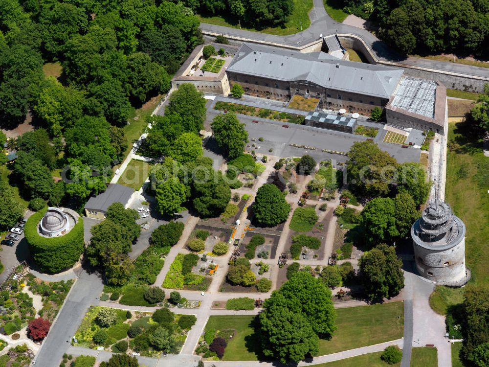 Aerial image Erfurt - The Cyriaksberg citadel is a former fortress on Cyriaksberg in Erfurt. It belongs to the area of the Egapark. The whole area is declared a historic monument