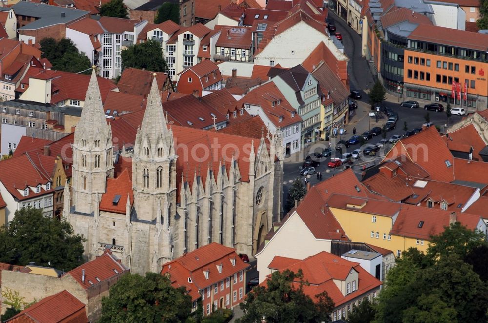 Aerial photograph Mühlhausen - Church on the market square in Mühlhausen in Thuringia