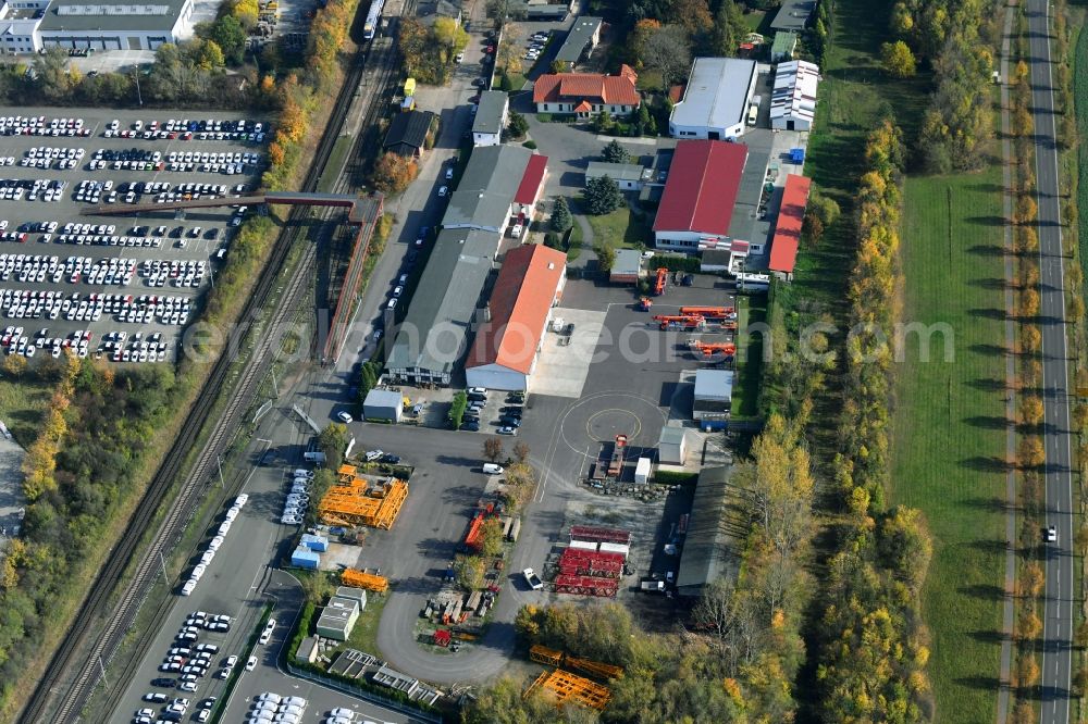 Sülzetal from above - Building and production halls on the premises of DKM Dodendorfer Kunststoff- and Metalltechnik GmbH Am Bahnhof in the district Dodendorf in Suelzetal in the state Saxony-Anhalt, Germany