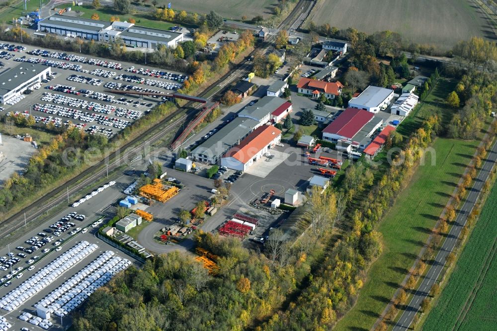 Aerial image Sülzetal - Building and production halls on the premises of DKM Dodendorfer Kunststoff- and Metalltechnik GmbH Am Bahnhof in the district Dodendorf in Suelzetal in the state Saxony-Anhalt, Germany