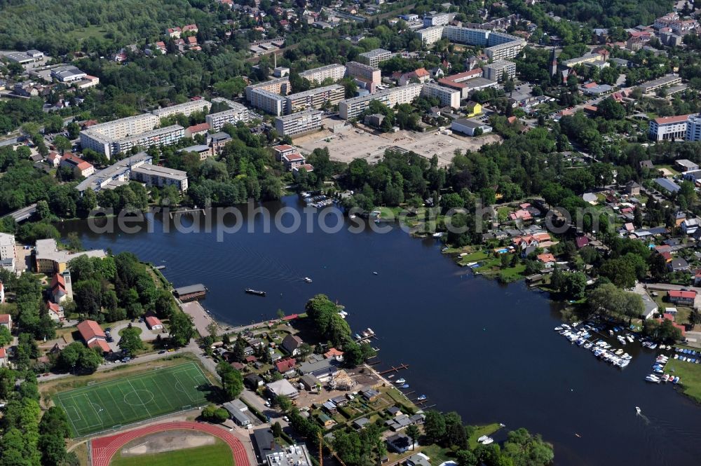 Aerial image Erkner - View of the Dämeritzsee in Erkner in the state Brandenburg