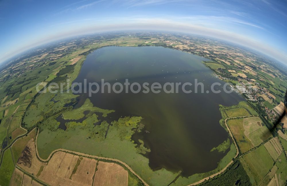 Aerial image Lembruch - Fisheyeview at the Dümmer Lake near Lembruch in Dümmerland in the federal state of North Rhine-Westphalia NRW