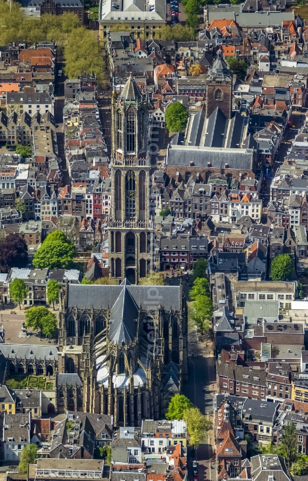 Utrecht from the bird's eye view: Dom and Domkerk - Tower in the old town of Utrecth in Holland - Netherlands