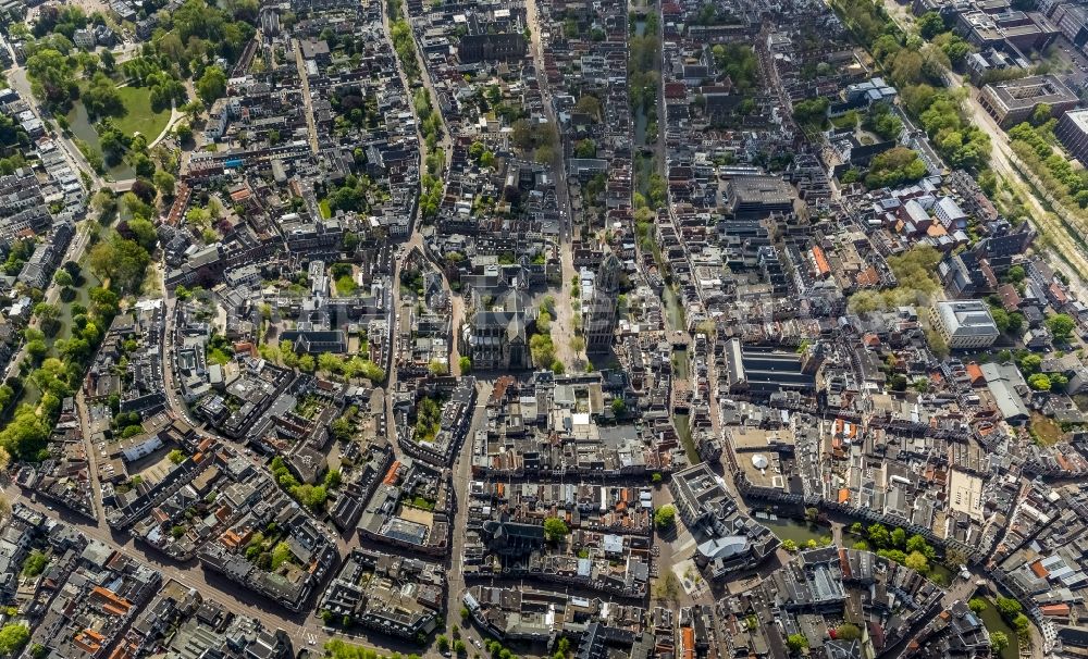 Aerial image Utrecht - Dom and Domkerk - Tower in the old town of Utrecth in Holland - Netherlands