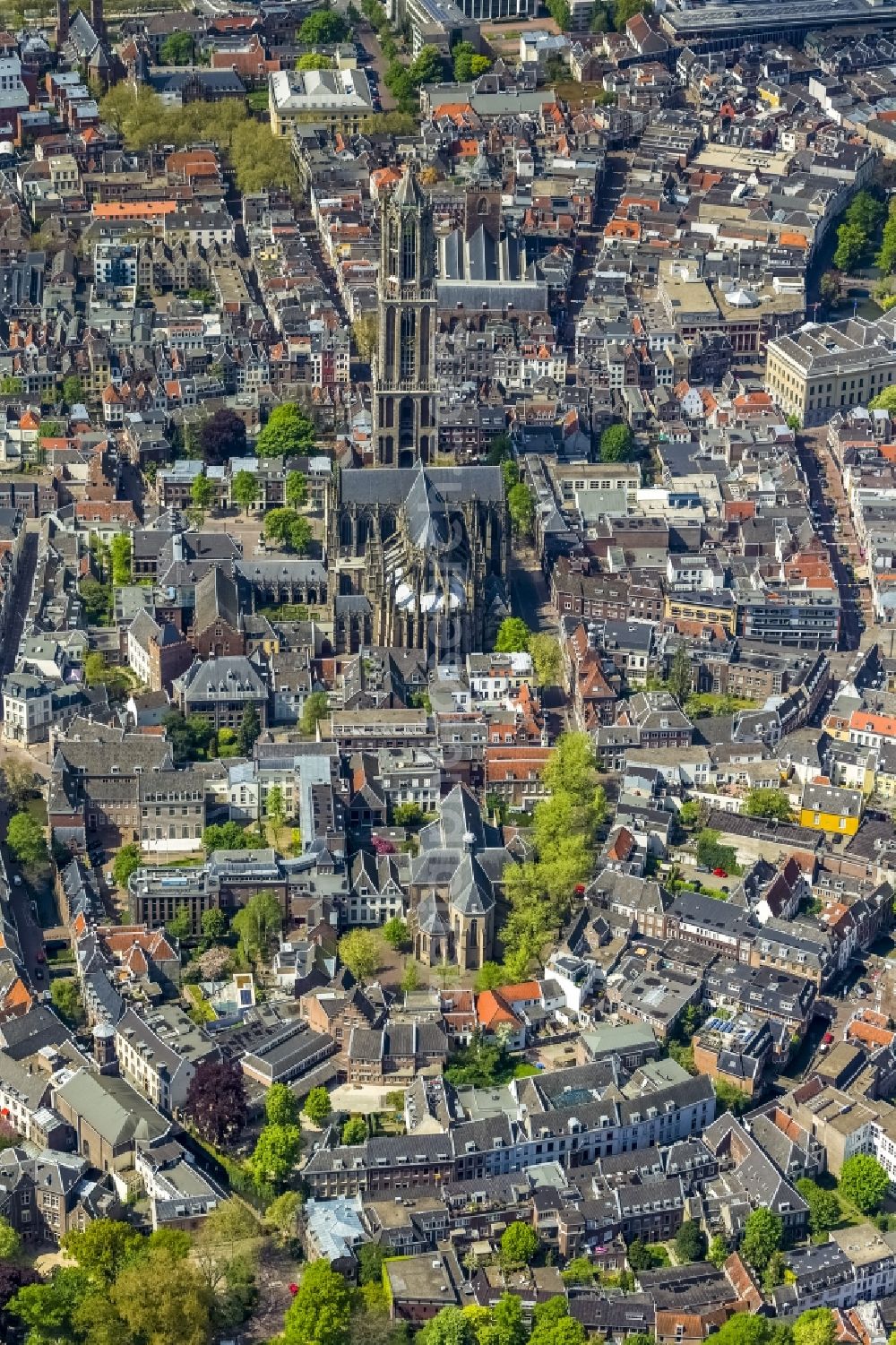 Utrecht from above - Dom and Domkerk - Tower in the old town of Utrecth in Holland - Netherlands