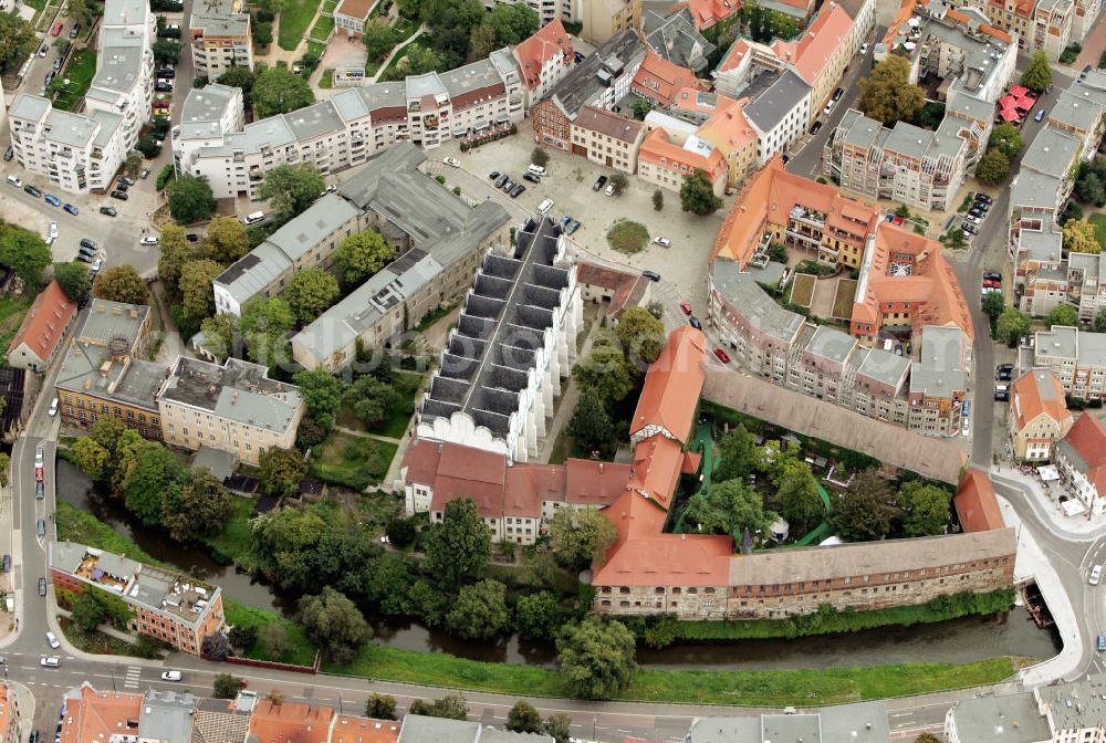 Aerial photograph Halle / Saale - Der Dom zu Halle ist das älteste Kirchengebäude in der Altstadt von Halle. Die Kirche war ursprünglich eine vom Bettelorden der Dominikaner gegründete Klosterkirche St. Paul zum heiligen Kreuz. The Dom zu Halle is the oldest church in Halle. The church was originally built as an abbey by a mendicant order.