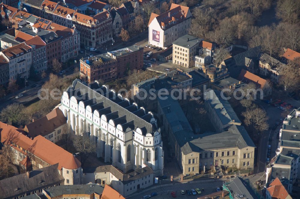 Aerial photograph Halle Saale - View of the Cathedral to Halle, workplace by Georg Friedrich Händell in Halle, Saxony-Anhalt