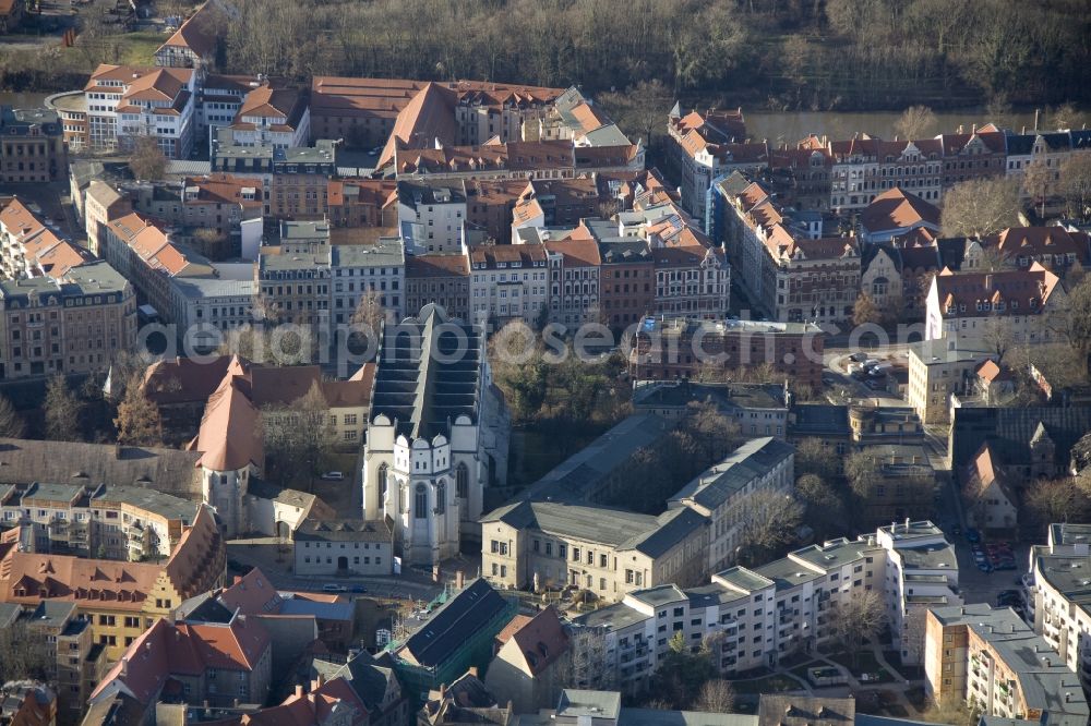 Aerial image Halle - View of the Cathedral to Halle, workplace by Georg Friedrich Händell in Halle, Saxony-Anhalt