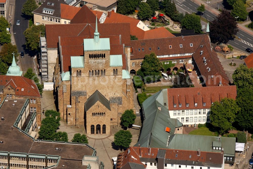 Minden from the bird's eye view: Cathedral in the inner city center Minden in North Rhine-Westphalia