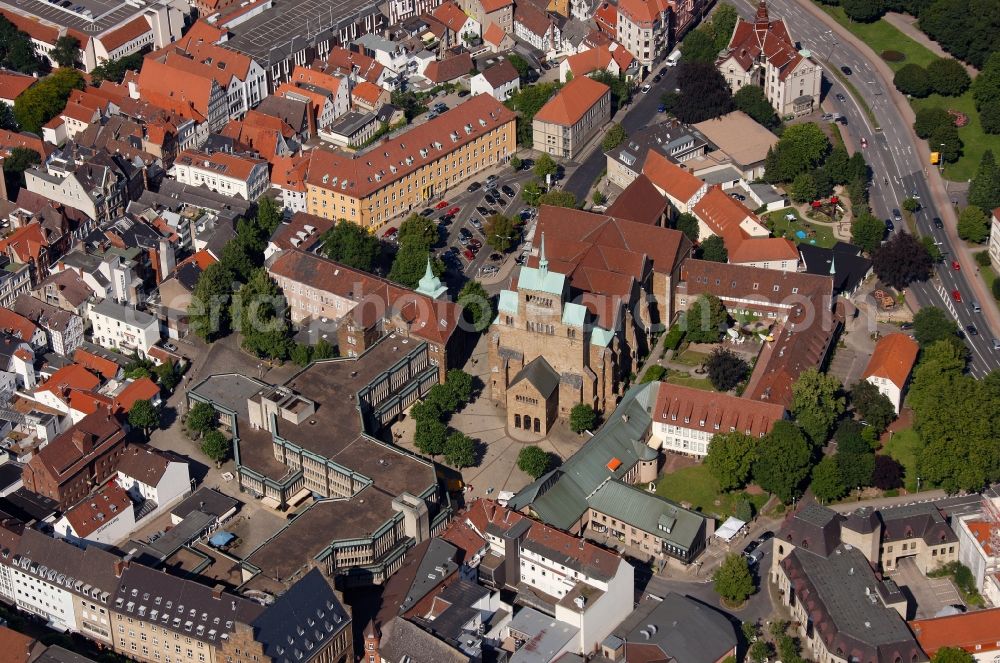 Minden from the bird's eye view: Cathedral in the inner city center Minden in North Rhine-Westphalia