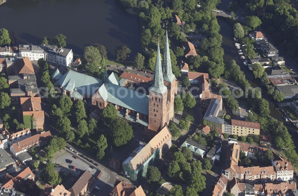 Lübeck from the bird's eye view: Luebeck Cathedral in Schleswig-Holstein