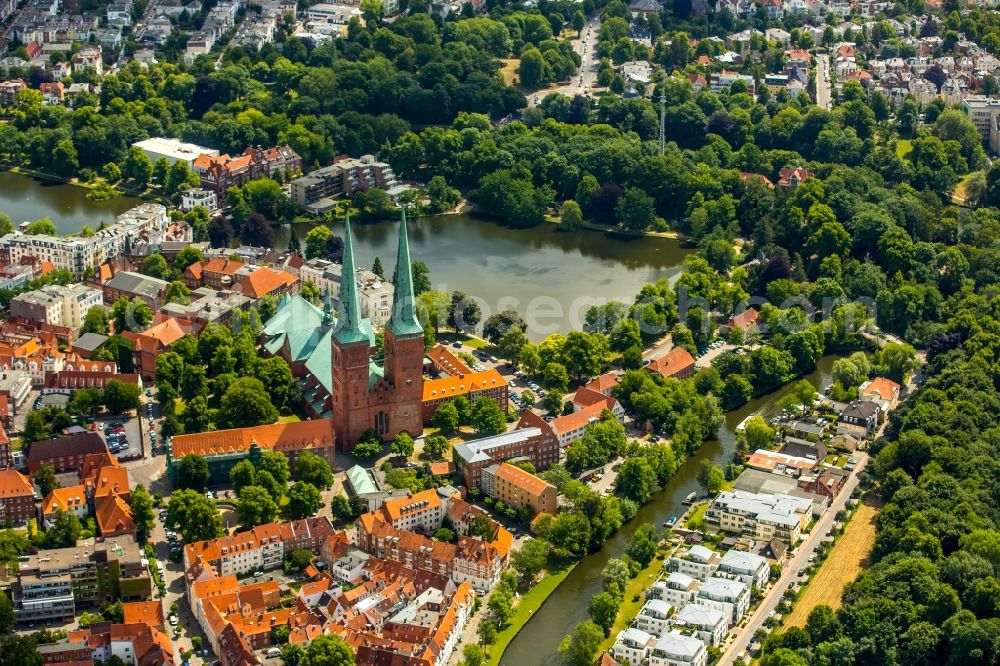 Lübeck from above - Luebeck Cathedral in Schleswig-Holstein