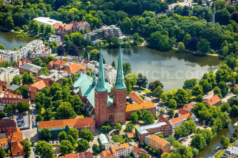 Lübeck from the bird's eye view: Luebeck Cathedral in Schleswig-Holstein