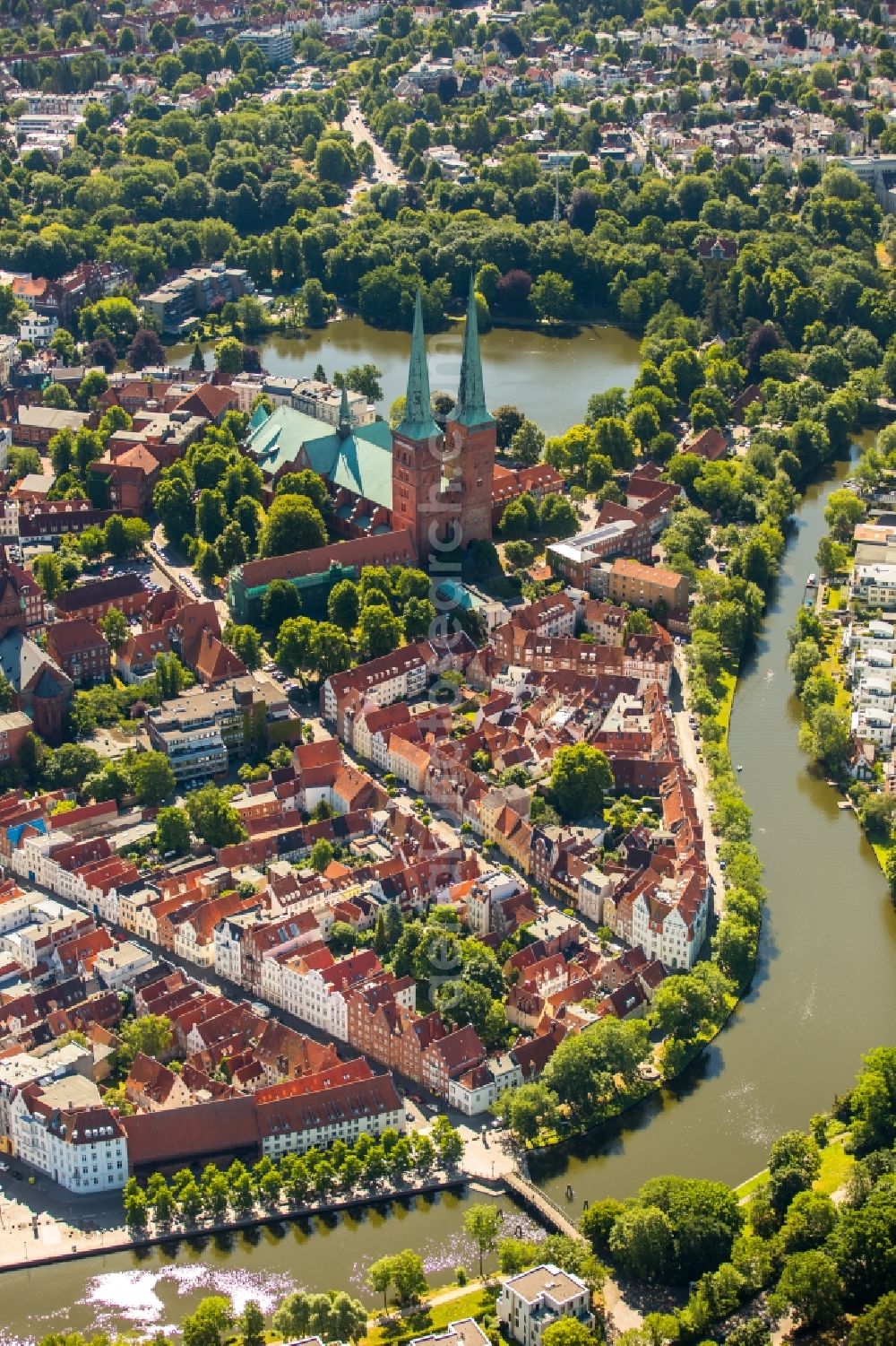 Lübeck from the bird's eye view: Luebeck Cathedral in Schleswig-Holstein