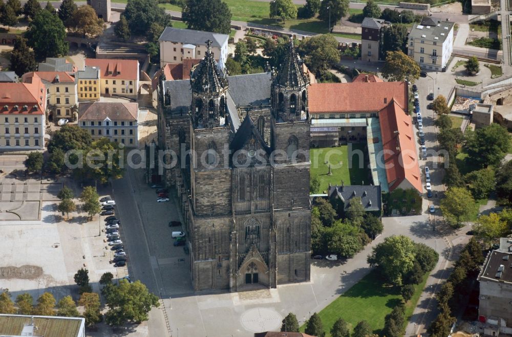 Magdeburg from above - Cathedral of Magdeburg in Saxony-Anhalt