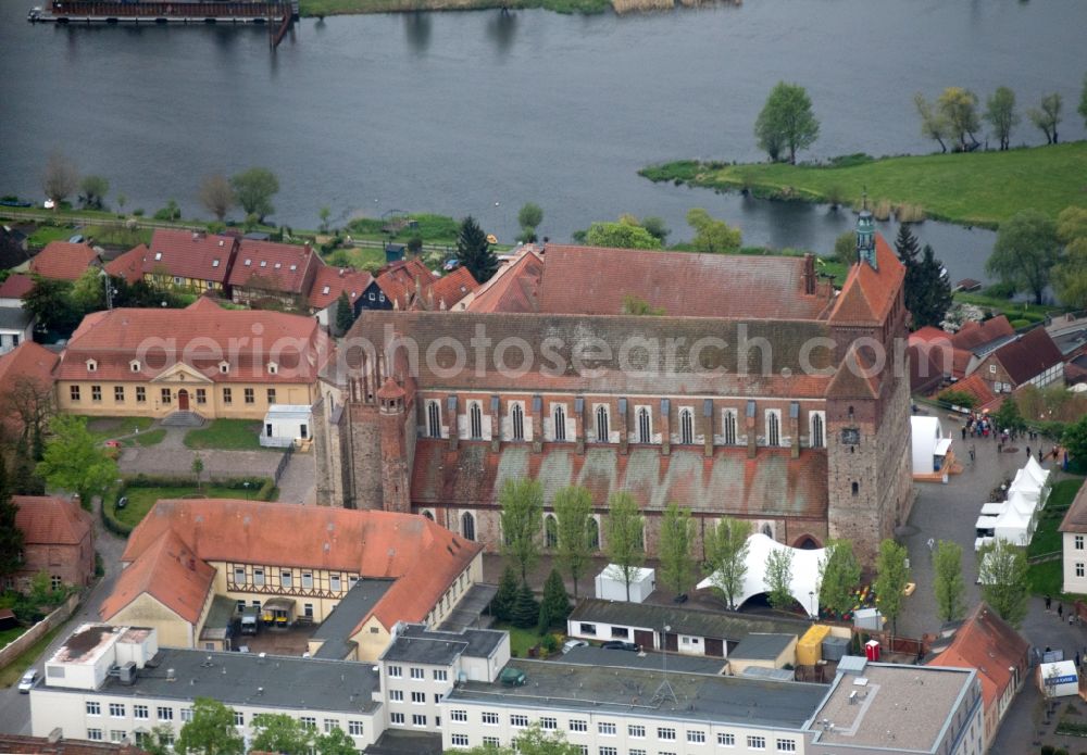 Hansestadt Havelberg from above - View of the Cathedral St. Marien in the Hanseatic City of Havelberg in Saxony-Anhalt