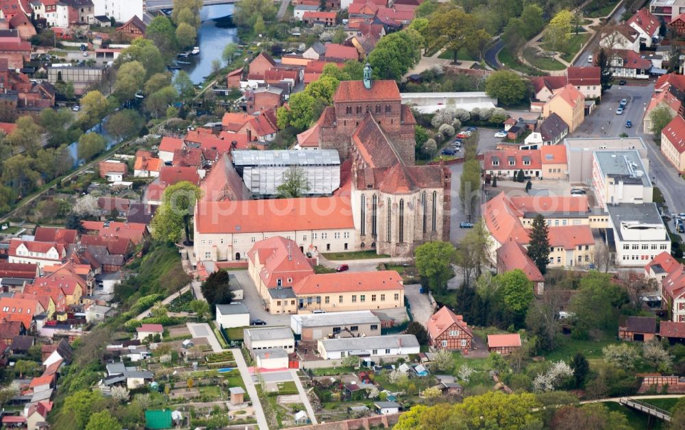 Hansestadt Havelberg from above - View of the Cathedral St. Marien in the Hanseatic City of Havelberg in Saxony-Anhalt