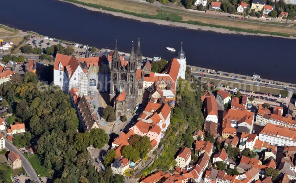 Meißen from above - View of the Dome of Meissen St. Johannis and St. Donatus in the state Saxony