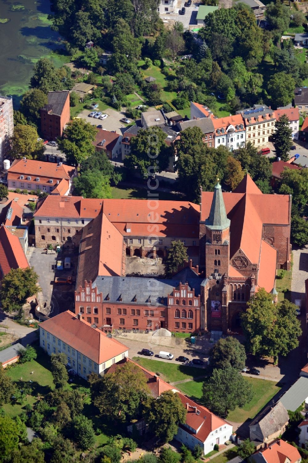 Brandenburg an der Havel from above - Cathedral of St. Peter and Paul at the Burghof in Brandenburg an der Havel in the state of Brandenburg