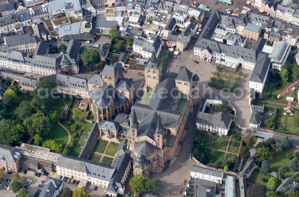 Trier from the bird's eye view: Cathedral and Church of Our Lady in Trier in Rhineland-Palatinate. The cathedral stands on the UNESCO list of World Heritage