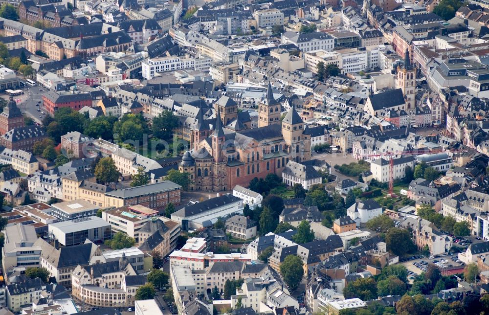 Aerial image Trier - Cathedral and Church of Our Lady in Trier in Rhineland-Palatinate. The cathedral stands on the UNESCO list of World Heritage