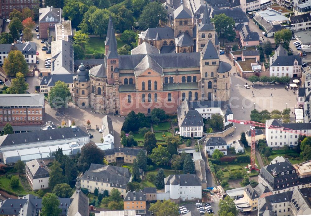 Trier from above - Cathedral and Church of Our Lady in Trier in Rhineland-Palatinate. The cathedral stands on the UNESCO list of World Heritage