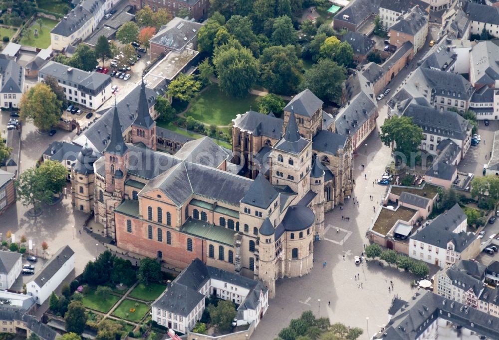 Trier from the bird's eye view: Cathedral and Church of Our Lady in Trier in Rhineland-Palatinate. The cathedral stands on the UNESCO list of World Heritage