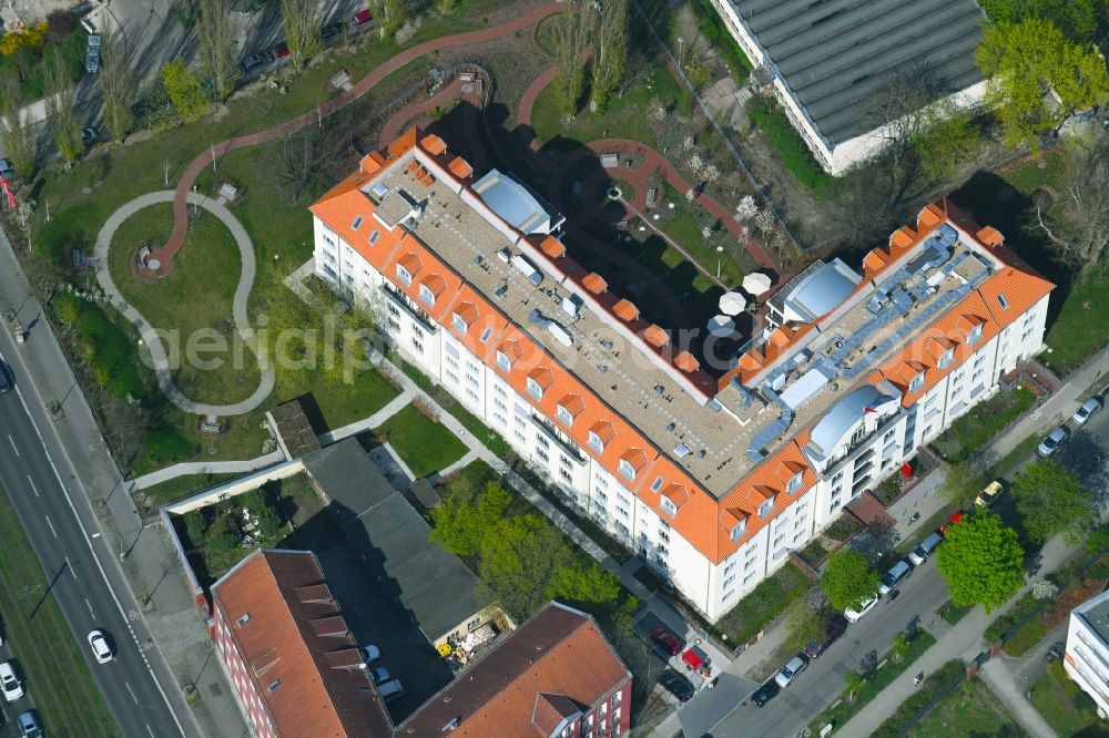 Berlin from above - Construction site of a new DOMICIL care and nursing home for the elderly on Alfred-Kowalke-Strasse in the district of Lichtenberg in Berlin, Germany