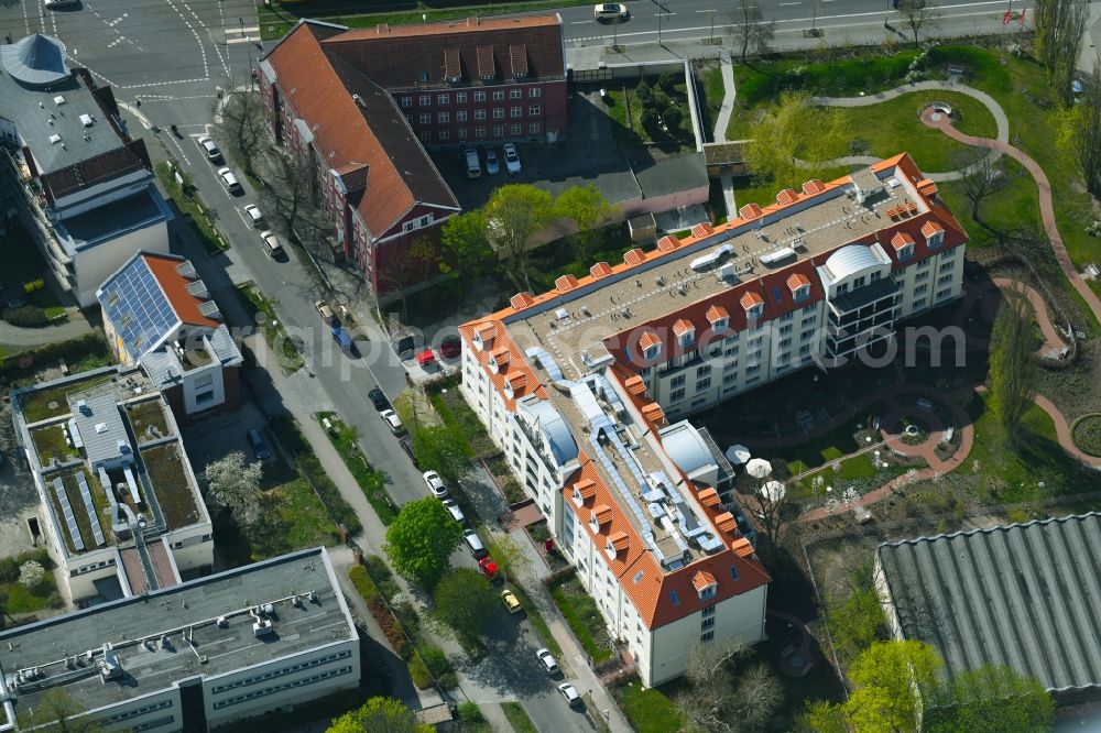 Berlin from above - Construction site of a new DOMICIL care and nursing home for the elderly on Alfred-Kowalke-Strasse in the district of Lichtenberg in Berlin, Germany