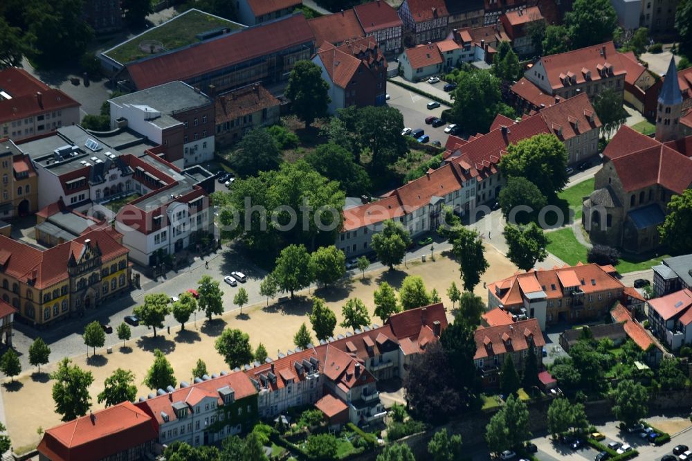 Halberstadt from above - Ensemble space Domplatz in the inner city center in Halberstadt in the state Saxony-Anhalt