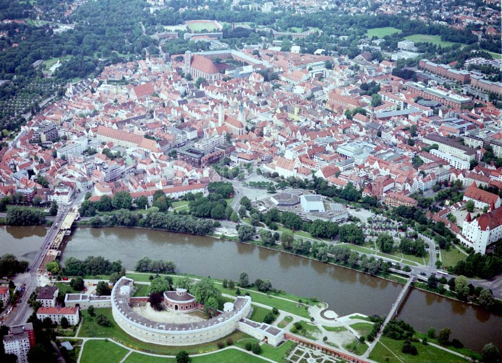 Aerial image Ingolstadt - Donaubühne Reduit Tilly im Klenzepark in Ingolstadt.