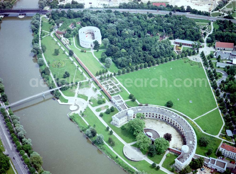 Aerial photograph Ingolstadt - Donaubühne Reduit Tilly mit der Turm Triva im Klenzepark in Ingolstadt