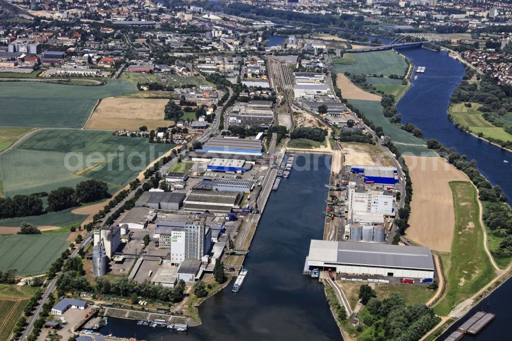 Aerial image Regensburg - Danube inland waterway port and freight center in Regensburg in Bavaria