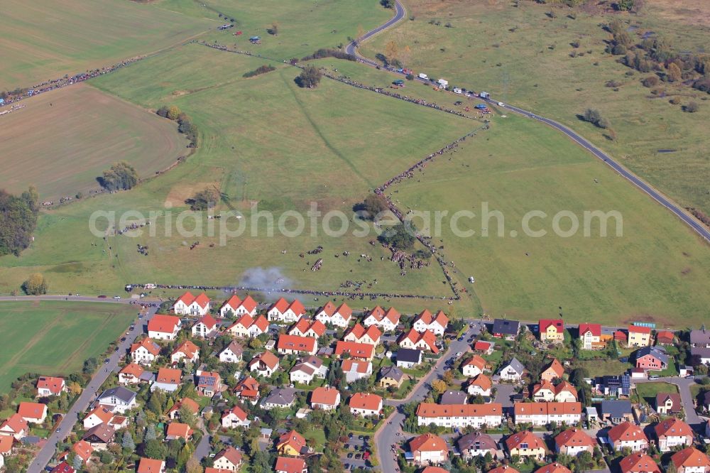 Aerial photograph Jena - The reenactment of the historic Battle of Jena Auerstedt double in Thuringia in the Prussian army suffered two heavy defeats