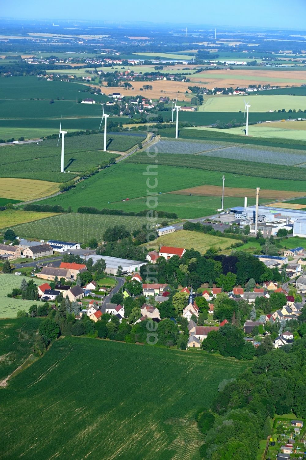 Ablaß from above - Village view in Ablass in the state Saxony, Germany