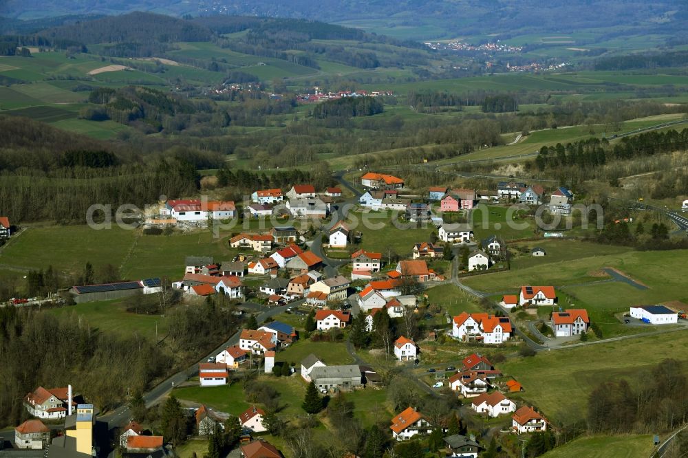 Abtsroda from the bird's eye view: Dorfansicht der Gemeinde Abtsroda in der Rhoen im Bundesland Hessen, Deutschland